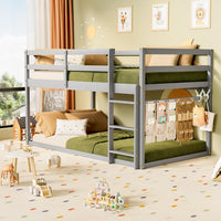 Low twin over twin bunk bed in white