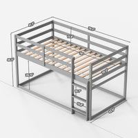 Low twin over twin bunk bed in grey