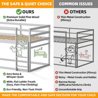 Low twin over twin bunk bed in white