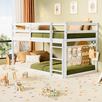 Low twin over twin bunk bed in white